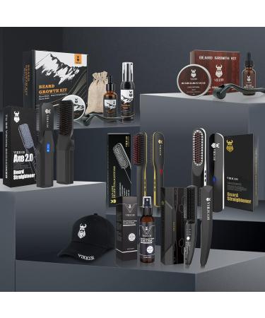 Vikicon Electric Beard Straightener for Men - Quick Heating Mini Brush Comb for Smooth Styling of Long & Short Beards - Ionic Hair Iron Black - Buy Online on GoSupps.com