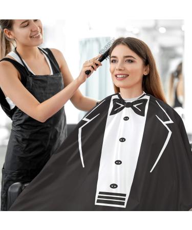 Visesunny Tuxedo Barber Cape with Black Bow Tie - Anti-Static Water-Resistant Hair Cutting Cape for Professional Salon Use - Buy Online on GoSupps.com