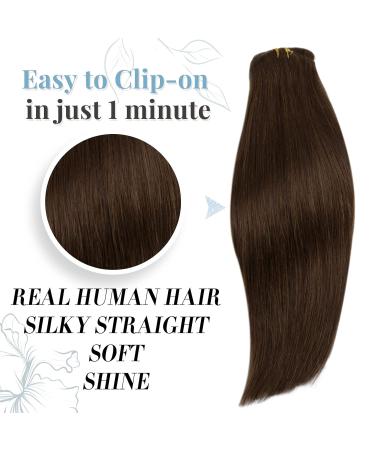 Buy Runature Real Hair Extensions - Clip-In Chocolate Brown 22 Inch (55cm) 120g | 7 Pcs #4 - Luxurious Long Hair - Buy Online on GoSupps.com