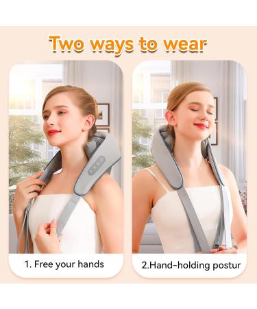 Onenine Shiatsu Neck & Shoulder Massager with Heat | 3D Deep Tissue Relief | 6 Silicone Heads for Muscle Pain Relief - Buy Online on GoSupps.com