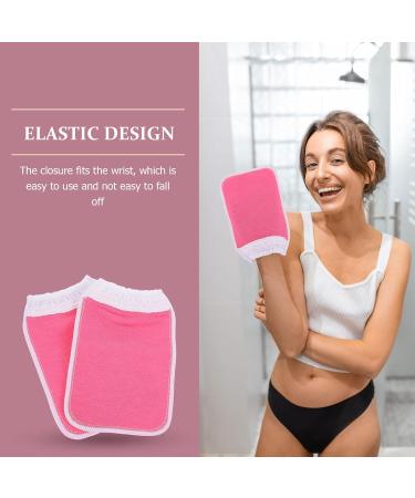 Beaupretty 2pcs Bath Gloves for Men - Exfoliating Towel Scrubber Mitts Korean Plant Fibres Pink - Perfect for Bathing & Massage - Buy Online on GoSupps.com