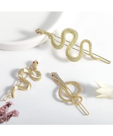 BeShiny Snake Hair Clips - Stylish Gold Barrettes for Women - 3 Piece Fashion Accessories Gift Set - Buy Online on GoSupps.com