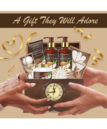 Fathers Day 13Pc Premium Coconut Spa Kit in Vintage Wooden Box - Body Lotion, Handmade Soap, Bath Bomb, Shampoo & Conditioner Set for Men & Women - Buy Online on GoSupps.com