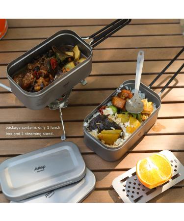 ATiAP Titanium Bento Lunch Box Set - 1200ML & 800ML - Outdoor Camping & Hiking Food Container - with Lid, Handle, Bag - Mess Kit for Picnic & Daily Use - Buy Online on GoSupps.com