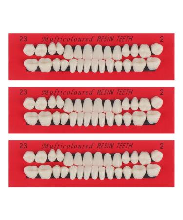84 pcs Teaching Mold False Teeth DIY Acrylic Resin Denture Upper Lower Temporary Crowns Fake Tooth Cosplay Costume False Teeth for Halloween Makeup Party Ornament Supplies (Slightly Yellow)