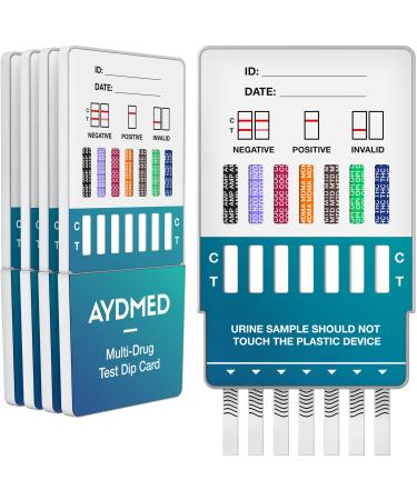 5 x Aydmed Professional 7-in-1 Rapid Drug Test Dip Cards Kit for Urine Cocaine Opiates Methadone Amphetamines Cannabis Ecstasy & Benzodiazepines
