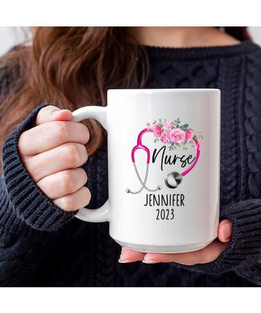 Personalized Heart Stethoscope Nurse Mug | Custom RN Gifts & Coffee Cups for Nurses | Perfect Nursing Week Gift - 11oz & 15oz - Buy Online on GoSupps.com