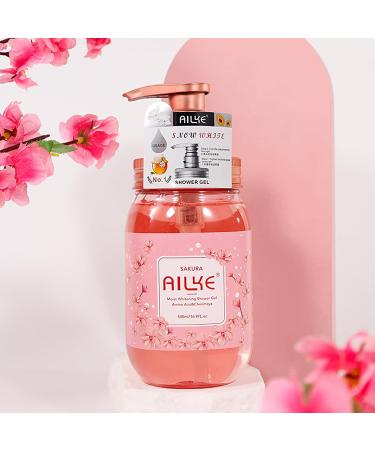  AILKE BOOST LUSTER AILKE Moist Whitening Sakura Shower Gel Moisturizing Smooth Skin Deep Cleaning Improve Dull Skin Natural Flavor Nourish Exfoliation Body Wash 500 ml - Buy Online on GoSupps.com
