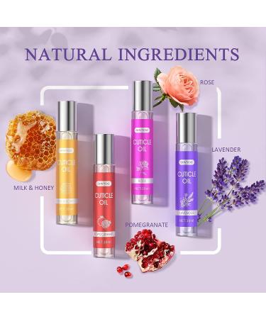 SHVYOG Cuticle Oil Pen - Nail Strengthener for Damaged Nails - Hydrating Treatment with Milk & Honey, Pomegranate, Rose, Lavender (4 * 10ml) - Buy Online on GoSupps.com