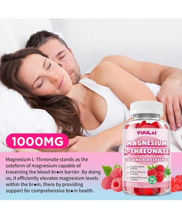 Magnesium L-Threonate Gummies Suagr-Free 1000MG Magnesium Threonate Supplement for Kids & Adults Muscle & Nervous System Support Raspberry Flavor 60 Count 60 Count (Pack of 1) - Buy Online on GoSupps.com
