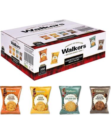 Walkers Shortbread Catering Assorted Biscuit Twin Packs Golden Oat Belgian Chocolate Salted Caramel & Stem Ginger Biscuits - Indulge in Gourmet Flavors Box 1 x 100 100 Count (Pack of 1) - Buy Online on GoSupps.com