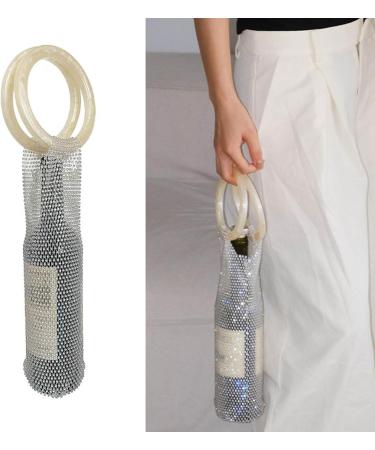 YANIYA Trendy Beverage Bag Expandable Mesh Pocket Wine Portable Insulation Cup Bag Water Bottle Holder Handwoven Gift Water Bottle Insulation Bag Brown - Buy Online on GoSupps.com