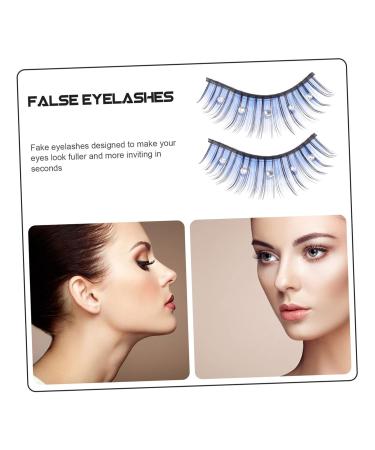 5 Pairs Colored Eyelashes - Soft Thick Blue Diamond Lashes with Rhinestones for Cosplay | Artificial Fiber Lashes - Buy Online on GoSupps.com