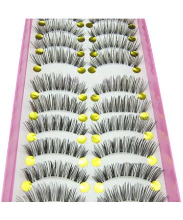 Gemini_mall Professional 10 Pairs Long Cross Black False Eyelashes Makeup Natural Thick Black Fake Lashes