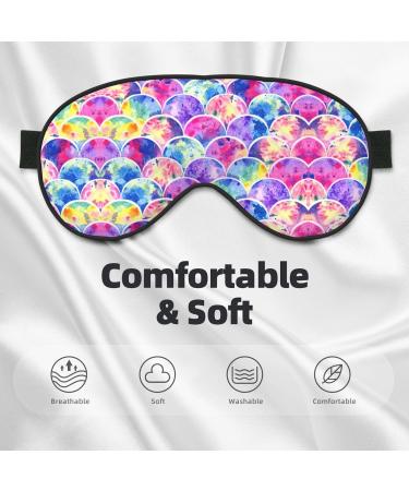 Buy Beautiful Rainbow Mermaid Print Unisex Eye Mask | Soft Travel Eye Shade for Yoga & Shift Work - Buy Online on GoSupps.com
