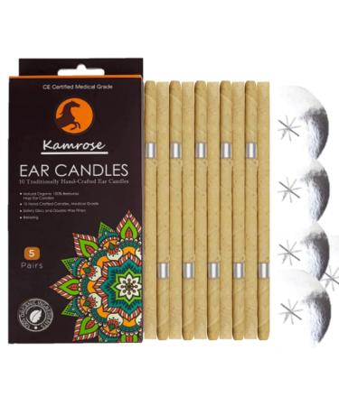 10 x Ear Candles for Blocked Ears Hopi Wax Remover + 5 Protective Discs Included Ear Candles Aromatherapy 2 Unique SCENTS CE Medical Grade Double DISC Wax Filter (Brown Hopi Ear Candles)