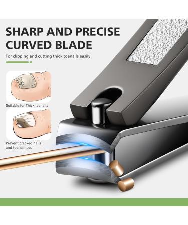 Baluca Upgraded Curved Nail Clipper - Professional Stainless Steel Toenail & Fingernail Cutter for Seniors | Ideal for Thick Nails - Greyish Black - Buy Online on GoSupps.com