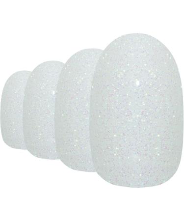 Bling Art Oval False Nails Gel Glossy Glitter French Manicure Fake Medium Tips with Glue (Pearl White Gel) - Buy Online on GoSupps.com