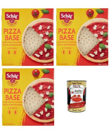 Schär, Pizza Base with Pasta Madre, Fondo Pizza da Farcire Senza Glutine, pizza base with sourdough, pizza base with sourdough, pizza base to be bottled, vegan, 3 x 300 g + Italian