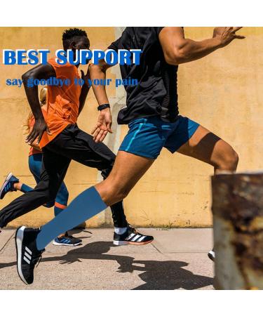 Buy Actinput Compression Stockings for Men & Women - 4 Pairs Colorful Support Socks for Sports Travel & Nursing - Blue S-M - Buy Online on GoSupps.com