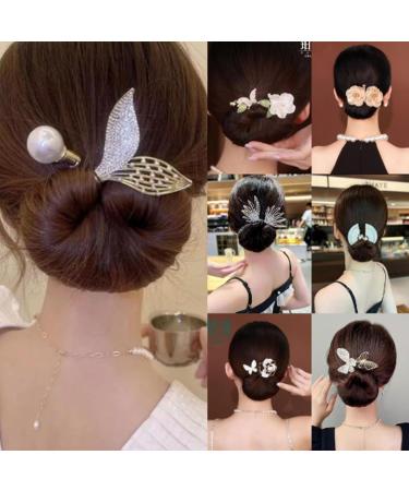 LONGLUAN Rhinestone Flower Hair Clip Elegant Lazy Hair Curler Elegant Meatball Head Hair Anti-Slip Hairpins Reusable Spiral Hair Braid Braiding Clips DIY Hair Styling Accessories (Green) - Buy Online on GoSupps.com