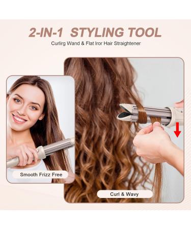 2-in-1 Hair Straightener and Curler | 1-Inch Ceramic Ionic Flat Iron & Curling Wand | Adjustable Temperature for All Hair Types | Fast Heating - Buy Online on GoSupps.com