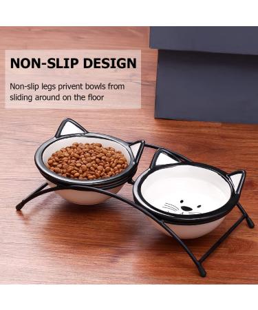 Y YHY Raised Ceramic Cat Food Bowls Set - 12 oz Elevated Pet Dishes with Stand for Cats and Small Dogs - Dishwasher Safe - Buy Online on GoSupps.com