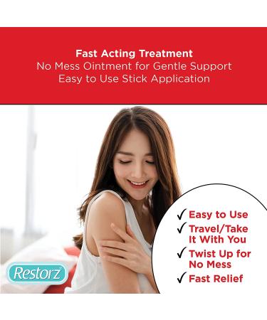 Restorz Hydrocortisone 1% Cream Stick for Fast Relief | Itching, Redness, Rashes | Easy-to-Use No Mess Ointment | Gentle Support | 1 Pack - Buy Online on GoSupps.com