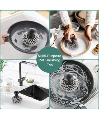yuoseg Cast Iron Scrubber - 316 Cast Iron Cleaner Scrubber Chainmail Scrubber for Cast Iron Pans Skillet Scrubber Easy to Use - Buy Online on GoSupps.com