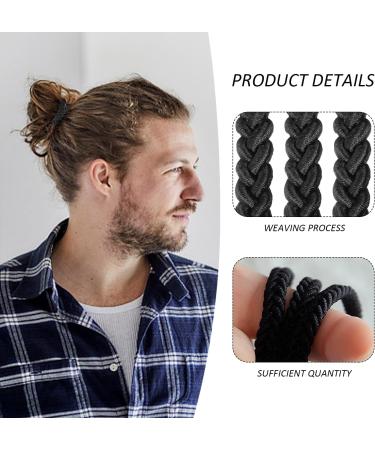 10 Pieces of Men's Braided Headbands Men's Hair Ties High Elastic Braided Headbands Ponytail Fixed Hair Ties Suitable for Ponytails and Braids (Black) - Buy Online on GoSupps.com
