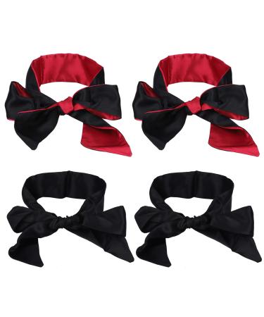 OKJHFD 4Pcs Silk Eye Mask Sleep Mask can be Adjusted Satin Blindfold Soft Satin Eye Covers for Travel Nap Meditation Valentine's Gift 59.1in Black and Red