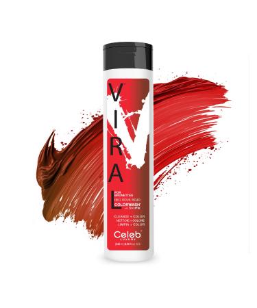 Red Hair Color Depositing Colorwash Red Viral Shampoo for Brunettes and Brown Hair + Bondfix Bond Rebuilder Semi Permanent Hair Color Vegan Hair Dye by Celeb Luxury Red for Brunettes
