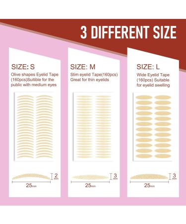 Eyelid Tape Double Eyelid Stickers: Invisible Eyelid Lifter Strips 480Pcs/3Sizes Instant Eyelid Lift for Women - Buy Online on GoSupps.com