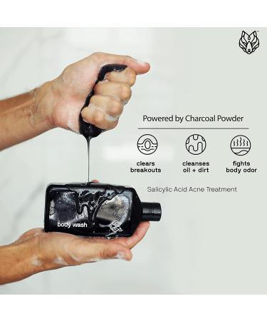 Black Wolf Charcoal Powder Body Wash for Men - 10 Fl Oz | Salicylic Acid for Acne | Deep Cleansing & Paraben-Free - Buy Online on GoSupps.com