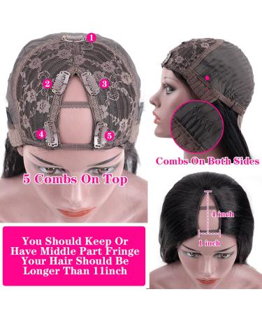 Dixtefo V Part Brazilian Virgin Straight Human Hair Wig for Black Women - 16 Inch, 150% Density, Natural Color - Upgrade U Part Design - No Leave Out, Glueless, Lace Front & Clip In Half Wig - Buy Online on GoSupps.com