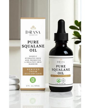 DRASA Cosmetics Pure Squalane Oil Moisturizer with 100% Sugarcane Derived Squalane for Face Body Skin and Hair - Face Oil 2 fl. oz. - Buy Online on GoSupps.com