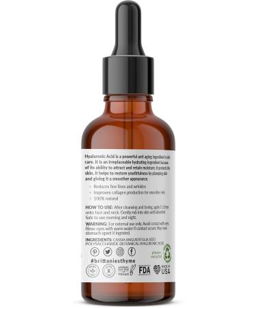 Brittanie's Thyme Pure Hyaluronic Acid Serum | Anti-Aging Face Serum for Fine Lines & Wrinkles | Intense Plumping & Hydration | 2 oz Repair for Dry Skin - Buy Online on GoSupps.com