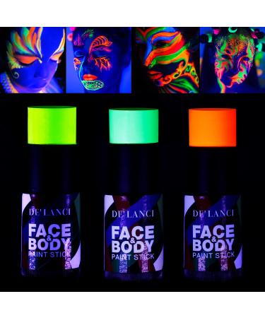 Buy Neon Face Body Paint Sticks Kits - Glow in the Dark DE LANCI Blacklight Reactive Makeup for Adults & Kids - Perfect Blendable Neon Party Supplies in Yellow Red & Green - International Shipping Available - Buy Online on GoSupps.com
