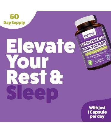Feel Great Magnesium Bisglycinate High Absorption Buffered & Chelated Magnesium for Muscle Bone & Joint Support 60 Easy-to-Swallow Vegan Capsules - Buy Online on GoSupps.com