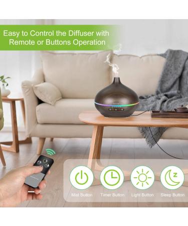 Gutiyyo 600ml Aroma Diffuser | Essential Oil Diffuser with 5x10ml Oils 7-Color LED Humidifier & Auto Shut Off - Buy Online on GoSupps.com