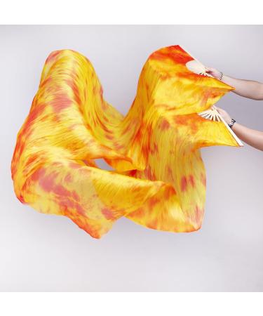 Women Belly Dance Silk Fan Veils - Gradual Orange - 1 Pair - Buy Online on GoSupps.com
