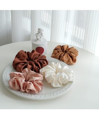4-Piece Satin Silk Scrunchies Set | Big Hair Scrunchies for Ponytails | Gentle on Hair - Buy Online on GoSupps.com