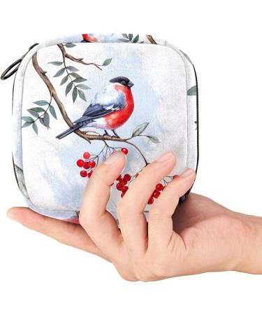 Womens Napkin Storage Bag - Bullfinch on Rowan Branch | Portable Menstrual Cup & Tapes | Ideal for First Period & Female Menstruation - Buy Online on GoSupps.com