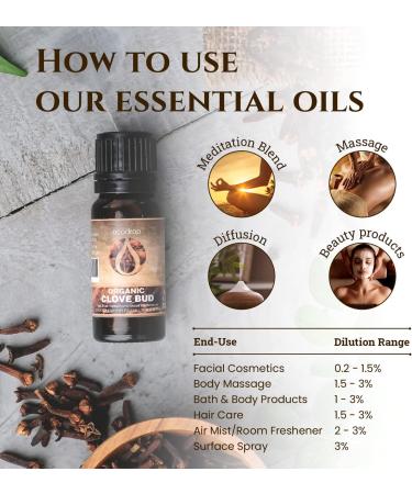Ecodrop Clove Bud Essential Oil - 10ml | 100% Pure Therapeutic Grade Eugenia Caryophyllata Oil for Aromatherapy & Pain Relief - Buy Online on GoSupps.com
