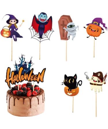 Halloween Cupcake Toppers Zombie Pumpkin Black Cat Witch Castle Cake Halloween Set | Paper Cards Toppers for Party Favors Zorq - Buy Online on GoSupps.com