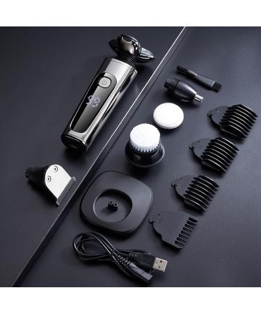 Esenlong 5 in 1 Mens Shaving Kit Rechargeable Waterproof Wet/Dry Electric Razor Beard Trimmer with Sideburns Nose Hair Trimmer - Buy Online on GoSupps.com