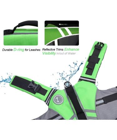 Vivaglory Neon-Green Sports Life Jacket for Small Dogs | Adjustable Durable Excellent Buoyancy (XS: 43-51 cm) - Buy Online on GoSupps.com