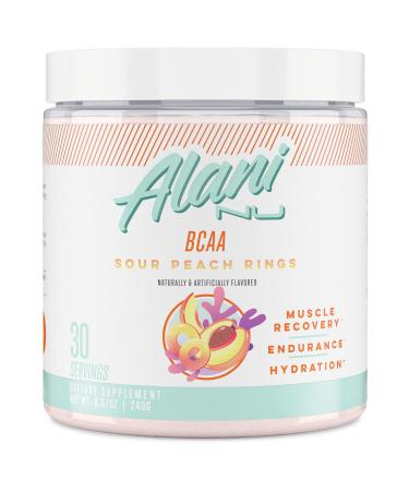 Alani Nu BCAA Branched Chain Essential Amino Acids Supplement Powder, Muscle Recovery Vitamins for Post-Workout, Sour Peach Rings, 30 Servings