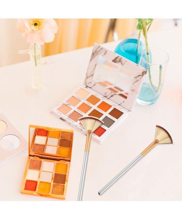 Rocutus 12pcs Professional Fan Makeup Brush Set - Gold | For Face Powder, Foundation, Highlighter, Contour | Women's Blending Brushes - Buy Online on GoSupps.com