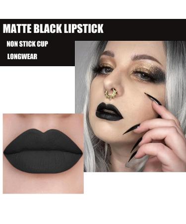 Black Matte Liquid Lipstick - Long Lasting, Pigmented Lip Gloss for Women & Girls | Waterproof & Non-stick Cup Lip Glaze - 0.10 Fl Oz - Buy Online on GoSupps.com